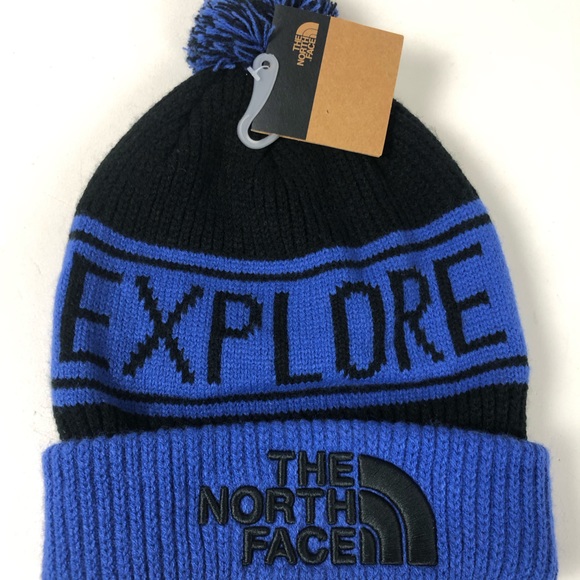 TNF The North Face Reversible Logo Scarf NWT Bold 2 Tone Design & PomPom Beanie - Picture 3 of 13